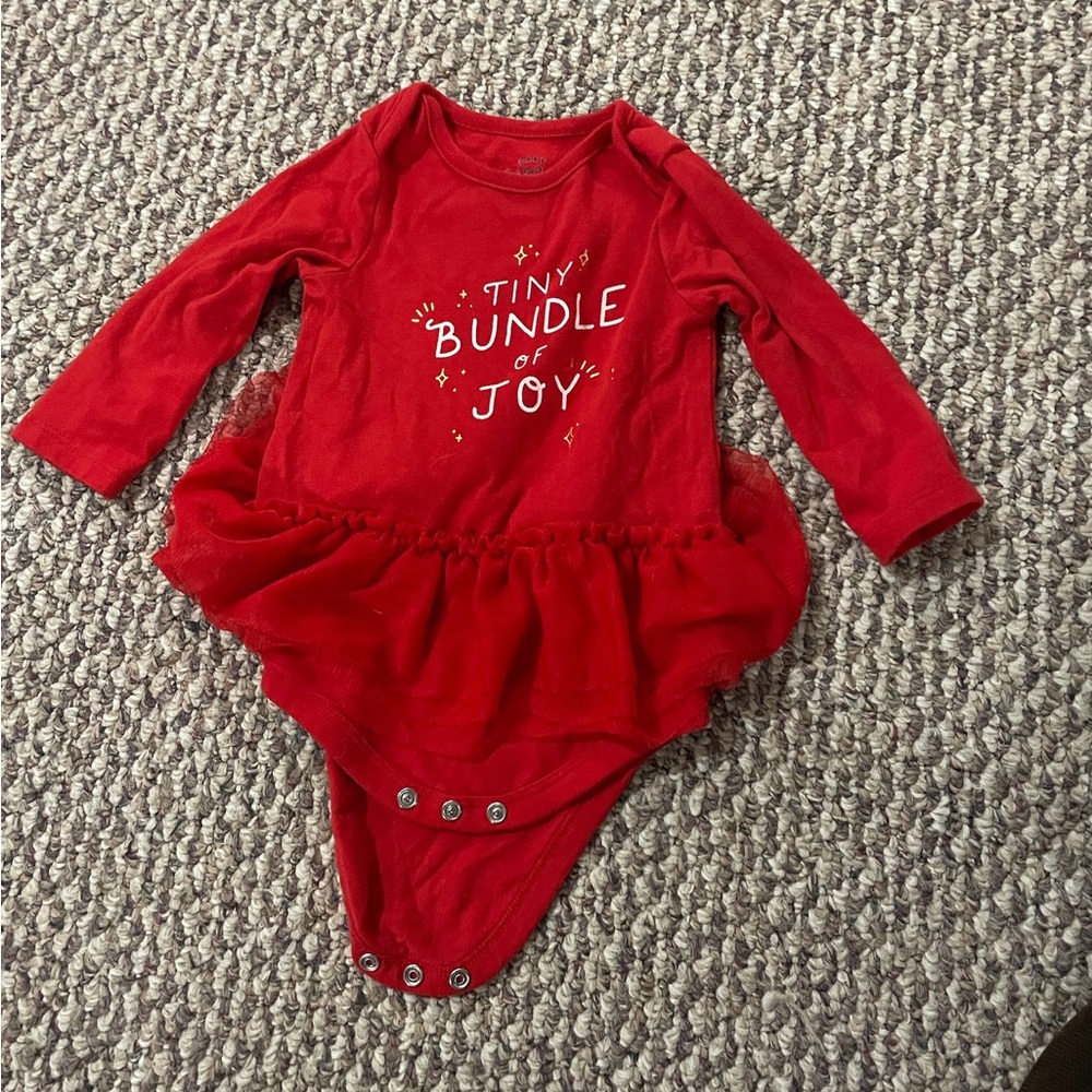 Christmas / bundle of joy onesie. girls. red. 3-6M